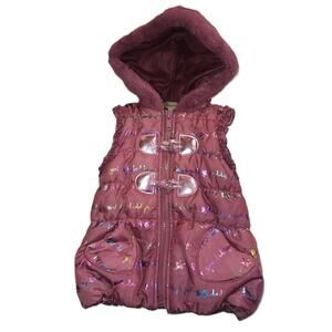 Emma & Elsa Toddler Vest Puffer Hooded Jacket Zipper Outdoor Pink Size 3T G002